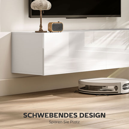 Wandmontierter TV-Schrank, schwebendes Medienmöbel, Weiß