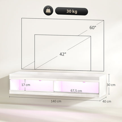 Wandmontierter TV-Ständer mit RGB-LED für 55-60 Zoll Fernseher