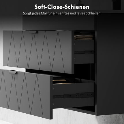 Wandhängender Waschtischunterschrank mit Keramikwaschbecken, Schwarz