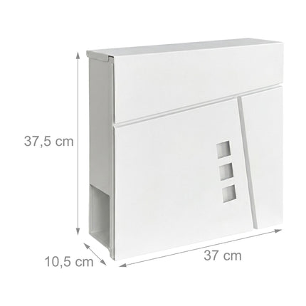 Wall-Mounted White Mailbox with Newspaper Holder