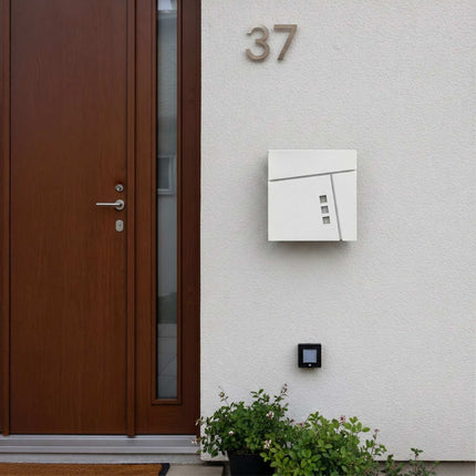 Wall-Mounted White Mailbox with Newspaper Holder
