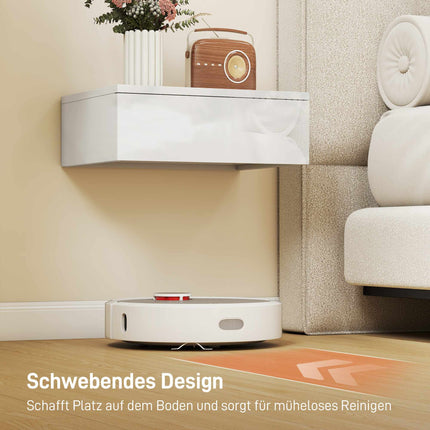 Wall-Mounted White Nightstands Set, Drawer, Chipboard