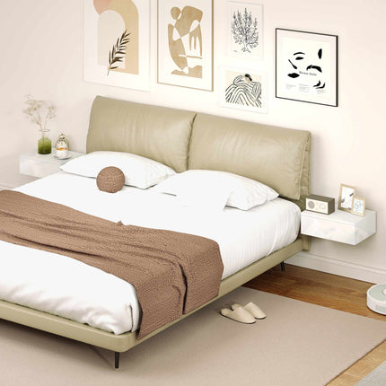 Wall-Mounted White Nightstands Set, Drawer, Chipboard