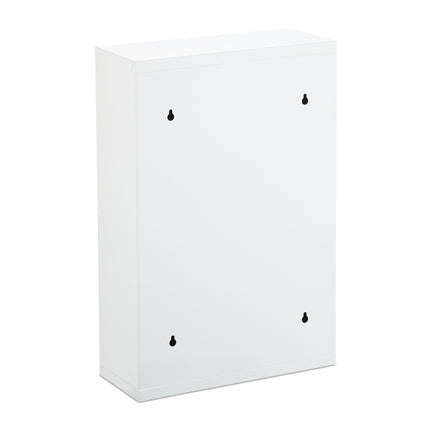 Wall-Mounted White Steel Medicine Cabinet with Lock