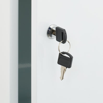 Wall-Mounted White Steel Medicine Cabinet with Lock