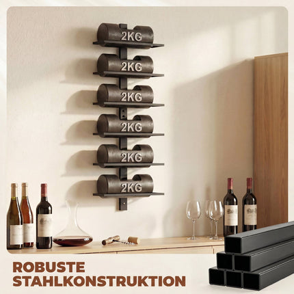 Wall-Mounted Wine Rack, 6-Bottle, Black Steel