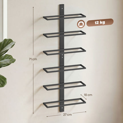 Wall-Mounted Wine Rack, 6-Bottle, Black Steel