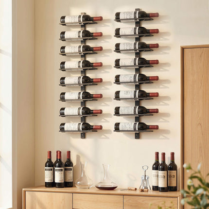 Wall-Mounted Wine Rack, 8-Bottle, Black Steel Tube