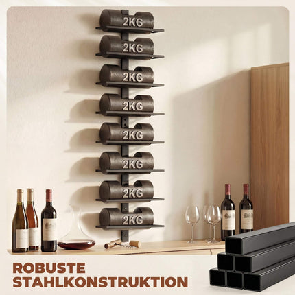 Wall-Mounted Wine Rack, 8-Bottle, Black Steel Tube