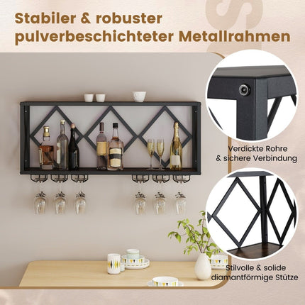 Wall-Mounted Wine Rack with LED & Glass Holders