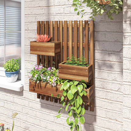 Wall-Mounted Wooden Planter Set, 60 x 16 x 80 cm