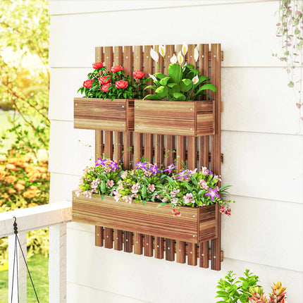Wall-Mounted Wooden Planter Set, 60 x 16 x 80 cm
