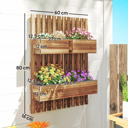 Wall-Mounted Wooden Planter Set, 60 x 16 x 80 cm