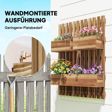 Wall-Mounted Wooden Planter Set, 60 x 16 x 80 cm