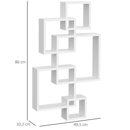 Wandregal aus weißem Fichtenholz – 5 Würfel, 9 Fächer