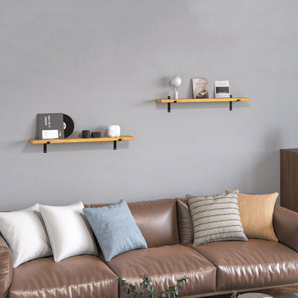 Schwebende Wandregale Set, Kiefer & Stahl, 90x15x2.5cm