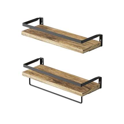Wall Shelves, 2-Piece Set, Wood and Iron