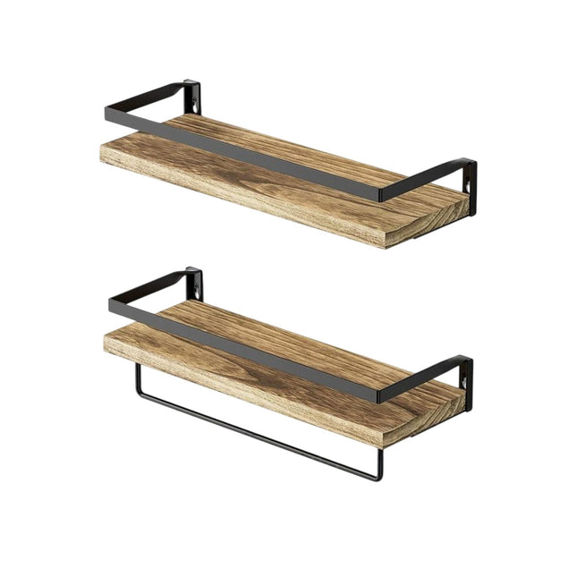 Wall Shelves, 2-Piece Set, Wood and Iron
