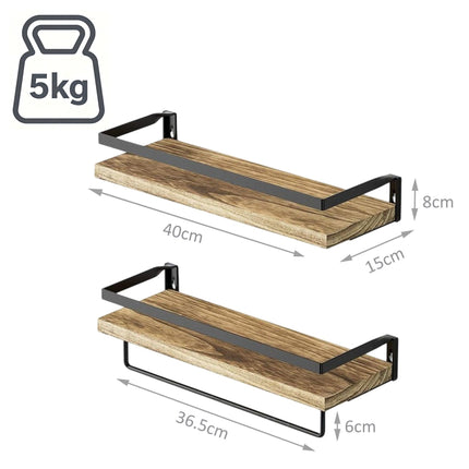 Wall Shelves, 2-Piece Set, Wood and Iron