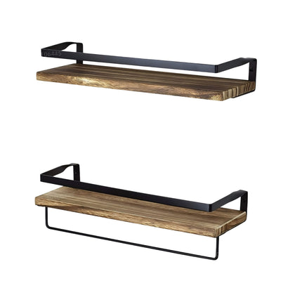 Wall Shelves, 2-Piece Set, Wood and Iron