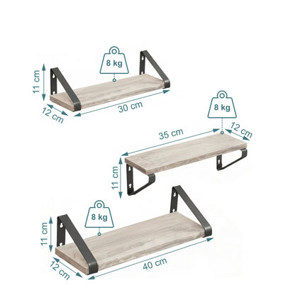 Wall Shelves – 3 Sizes for Living Room or Bedroom