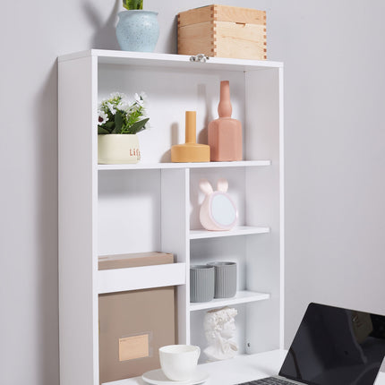Folding desk, 5 compartments, white & black, 60x94.5x147cm