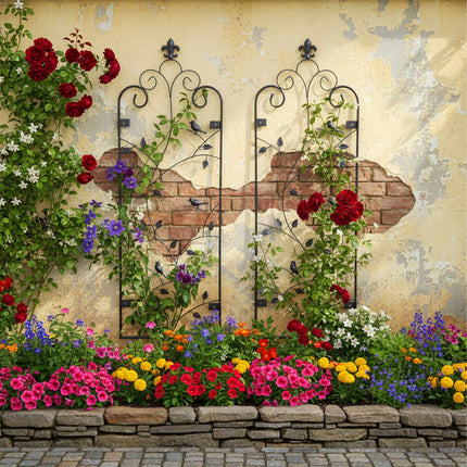 Wall Trellis Set, 2-Pack Powder-Coated Steel Climber