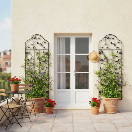 Wall Trellis Set, 2-Pack Powder-Coated Steel for Vines