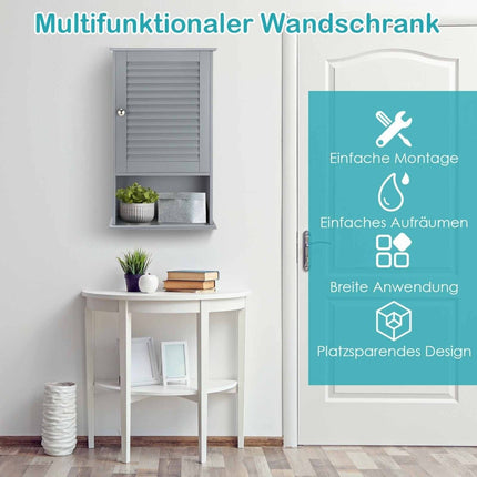 Hängeschrank Badschrank Wandschrank mit verstellbarem Einlegeboden grau