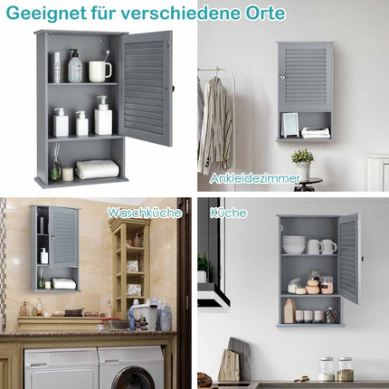 Hängeschrank Badschrank Wandschrank mit verstellbarem Einlegeboden grau