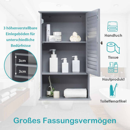 Hängeschrank Badschrank Wandschrank mit verstellbarem Einlegeboden grau