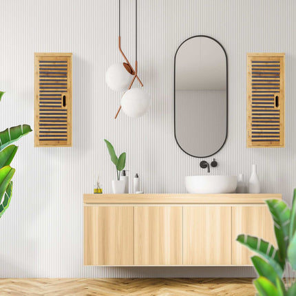 Wandschrank für Badezimmer Bambus 2 Regale