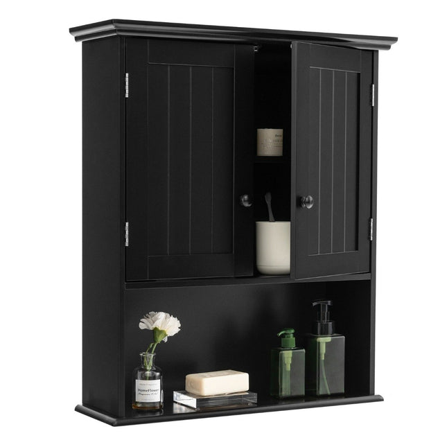 Wall cabinet medicine cabinet wall cabinet with double door bathroom cabinet black