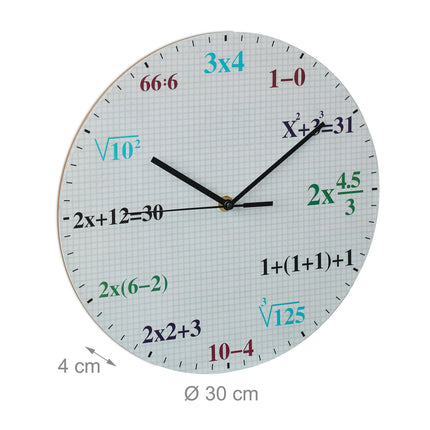 Horloge murale avec formules mathématiques