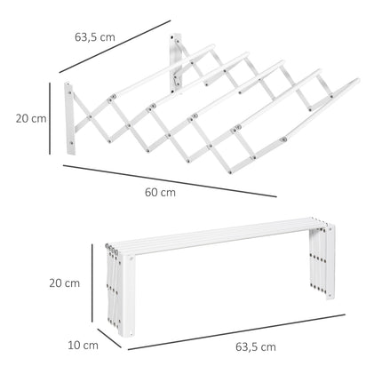 Space-saving wall dryer, white metal, indoor/outdoor