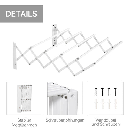 Space-saving wall dryer, white metal, indoor/outdoor