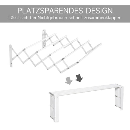 Space-saving wall dryer, white metal, indoor/outdoor