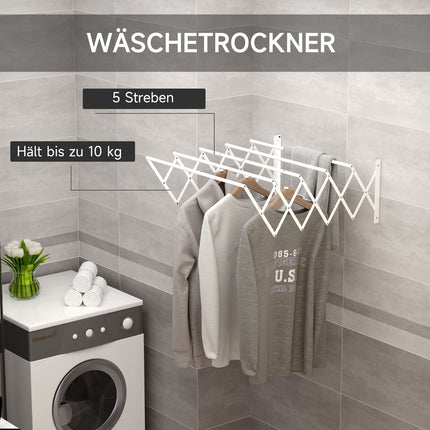 Space-saving wall dryer, white metal, indoor/outdoor