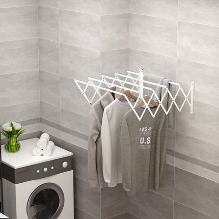 Space-saving wall dryer, white metal, indoor/outdoor