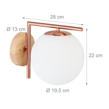 Wandleuchte aus kupferfarbenem Glas
