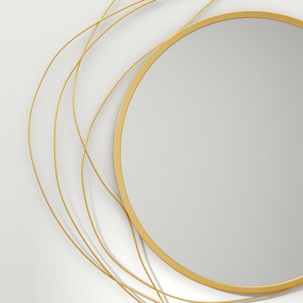 Gold round wall mirror, 65 cm - Metal frame, decorative