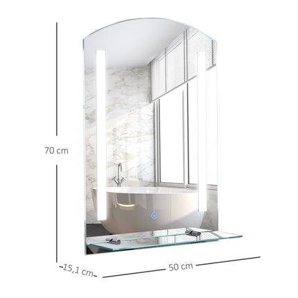 LED-Badezimmerspiegel mit Ablage, wasserdicht, 50x15,5x70cm