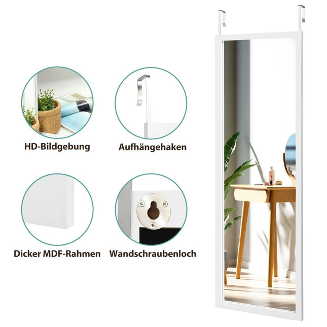 Wandspiegel Ganzkörperspiegel mit höhenverstellbaren Aufhängehaken 37 x 2 x 120 cm weiß