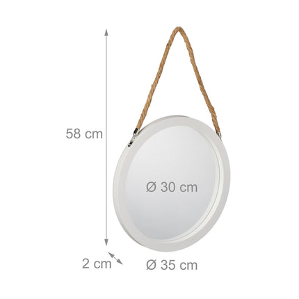 Wall mirror with rope suspension