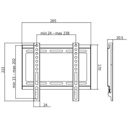 Wall mount TV 23-42" Fixed