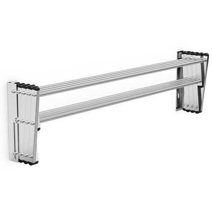 Wandgarderobe, ausziehbarer Wandtrockner aus Edelstahl mit 8 Stangen, Tragkraft 25 kg