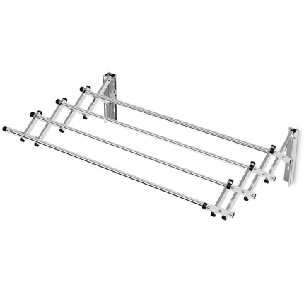 Wandgarderobe, ausziehbarer Wandtrockner aus Edelstahl mit 8 Stangen, Tragkraft 25 kg