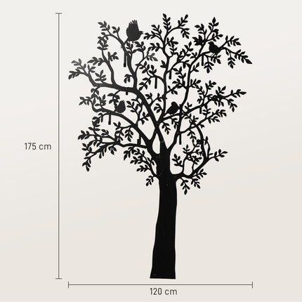 Wandgarderobe aus Metall mit Baum- und Vogelmotiv