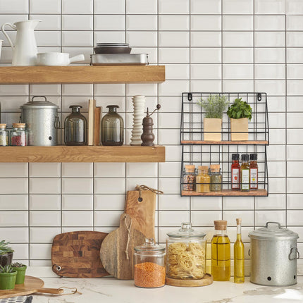 Wall shelf in industrial style 2 shelves