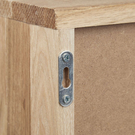 Wall shelf in walnut with baskets